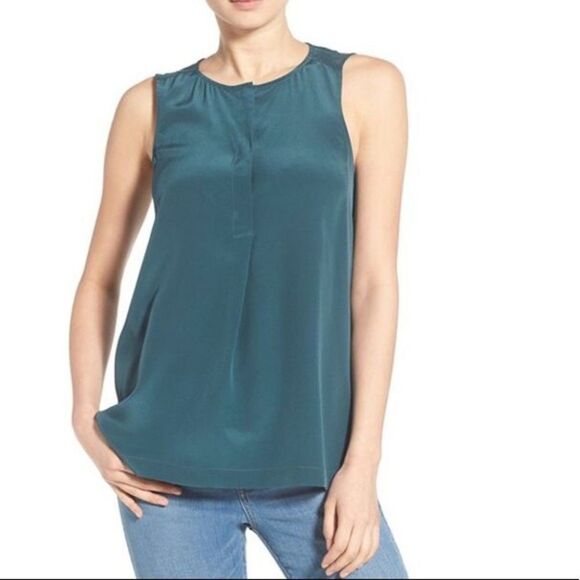 Madewell Composition Silk Tank - Dark Spruce - Picture 2 of 9